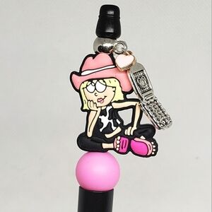 Handmade Lizzie Mcguire Beaded Silicone Focal Bead Pen